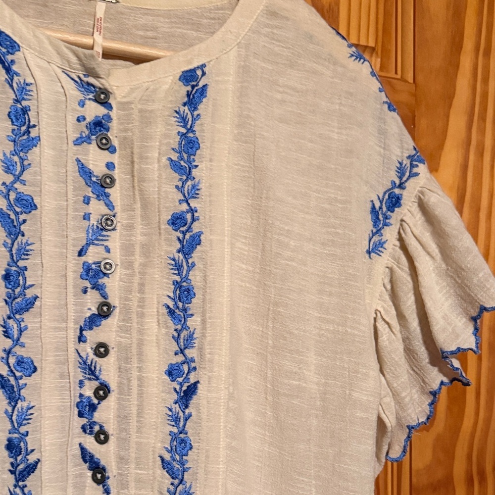 FREE PEOPLE Santiago Embroidered MiniDress Ivory XS - Picture 5 of 13